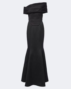 Solace London Alta Off-Shoulder Satin Bustier Dress - Black