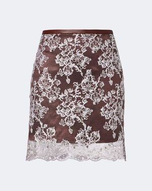 JACQUES WEI Embellished Lace Miniskirt - Blue
