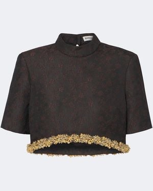 Jonathan Simkhai Jalen Embellished Jacquard Crop Top - Black