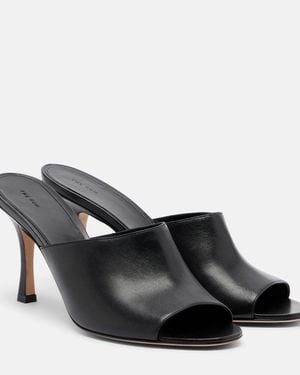 The Row Ella Leather Mules - Black