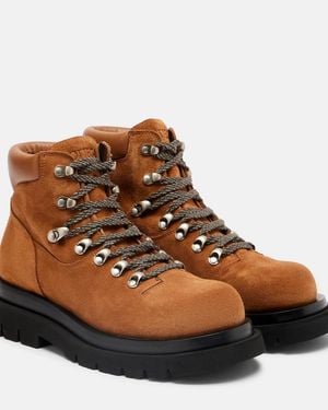 Bottega Veneta Botines De Ante Con Cordones - Marrón