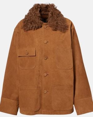 Plan C Oversize-Lederjacke - Braun