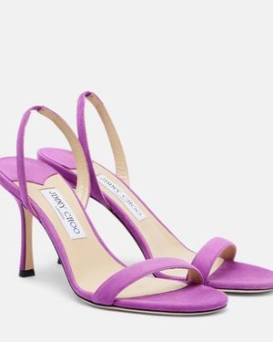 Jimmy Choo Slingback-Sandalen Jenn Aus Veloursleder - Pink