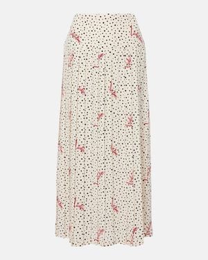 Valentino Polka-Dot Silk Crepe De Chine Midi Skirt - Natural