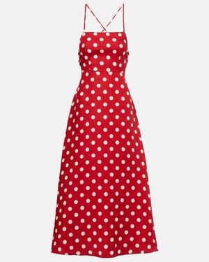 Posse Lori Polka-Dot Linen Maxi Dress - Red