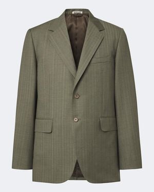 AURALEE Chalk Stripe Wool Blazer - Green
