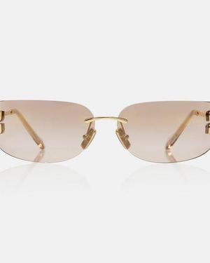 Miu Miu Logo Oval Sunglasses - Natural