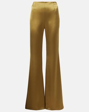 Galvan London Atruvia Satin Wide-Leg Pants - Green