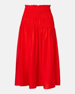 Tory Burch Falda Midi Fruncida - Rojo
