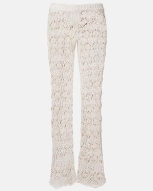 Alanui Lagoon Romance Crochet Flared Pants - White
