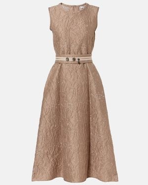 Max Mara Belted Jacquard Midi Dress - Brown