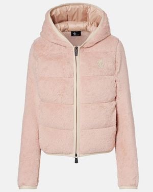 Moncler Down-Paneled Zip-Up Hoodie - Pink