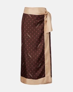 Valentino Garavani Printed Silk Twill Wrap Skirt - Brown