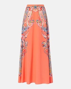 Etro Paisley Silk Maxi Skirt - Orange