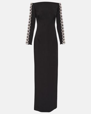 Safiyaa Maimie Crystal-Embellished Crepe Gown - Black