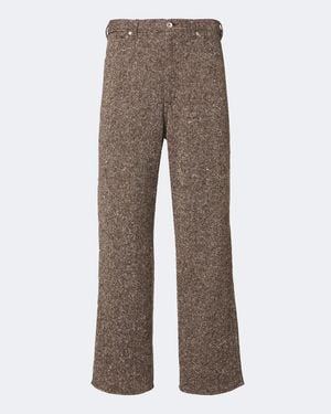 AURALEE Pantalones Rectos De Tweed De Lana - Marrón