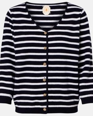 Jardin Des Orangers Striped Cashmere Cardigan - Blue