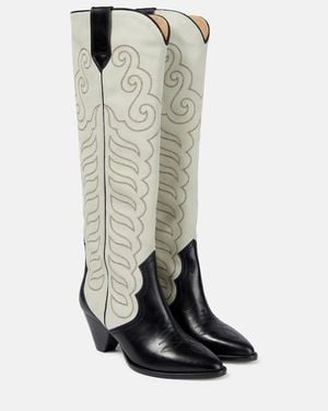 Isabel Marant Liela Leather And Suede Cowboy Boots - Multicolor
