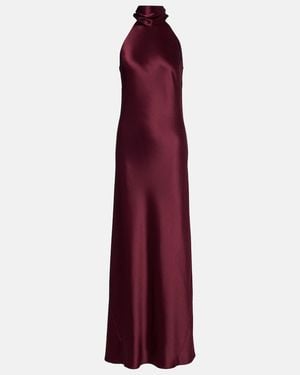Galvan London Sienna Halterneck Satin Gown - Purple