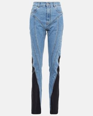 Mugler Jeans Aus Jersey Und Denim - Blau