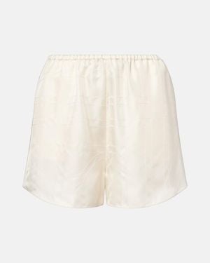 TOTEME Shorts De Pijama De Saten De Seda Bordados - Blanco