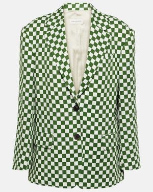 Dries Van Noten Checked Single-Breasted Blazer - Green