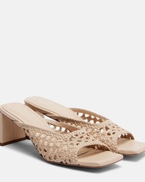 Souliers Martinez Ernestina Braided Leather Mules - Natural