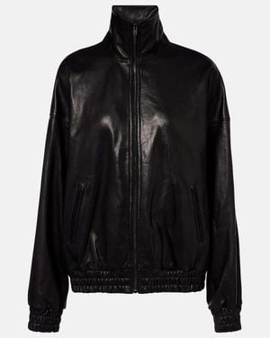 Acne Studios Logo Leather Jacket - Black