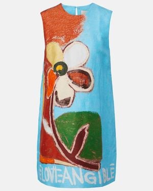 ALÉMAIS X Mlak Lenny Printed Linen-Blend Minidress - Blue