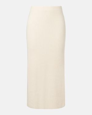 Vince Ribbed-Knit Cotton-Blend Midi Skirt - Natural