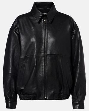 Nour Hammour Doran Oversized Leather Blouson Jacket - Black