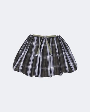 Patou Checked Balloon Miniskirt - Black