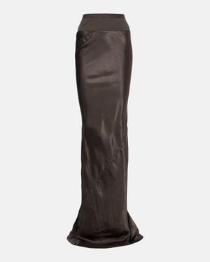 Rick Owens Satin Maxi Skirt - Brown