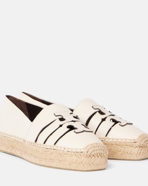 Tory Burch Espadrilles Ines Double T Aus Leder - Natur