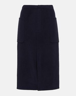 Vince High-Rise Wool-Blend Pencil Skirt - Blue