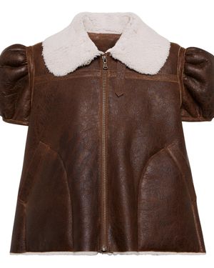 Jean Paul Gaultier Cropped Shearling-lined Leather Jacket - Brown