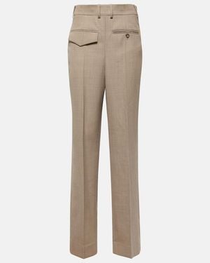 Victoria Beckham Pressed-Crease Straight-Leg Trousers - Natural