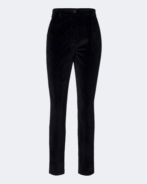 Dolce & Gabbana Cotton And Silk Velvet Slim Trousers - Black