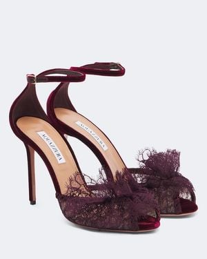 Aquazzura Lover Lace-Trimmed Velvet Sandals - Purple