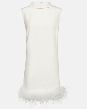 RIXO London Bridal Candice Feather-Trimmed Silk Minidress - White