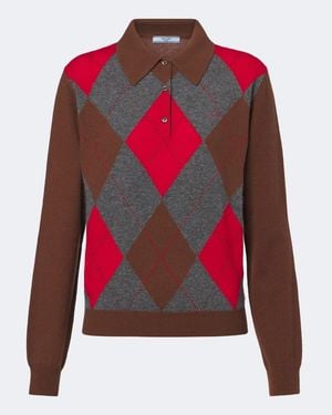 Prada Polopullover Aus Kaschmir - Rot
