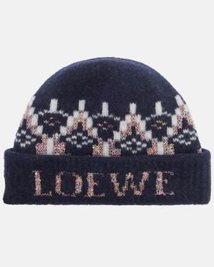 Loewe Fair Isle Sequined Wool-Blend Beanie - Blue