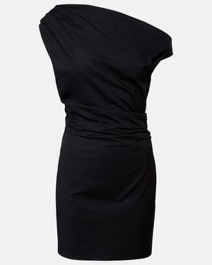 STAUD Phare Ruched Cotton Poplin Minidress - Black