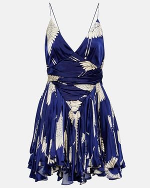 KHAITE Margot Printed Satin Minidress - Blue