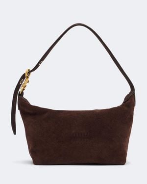 Miu Miu Schultertasche Spirit Aus Veloursleder - Braun
