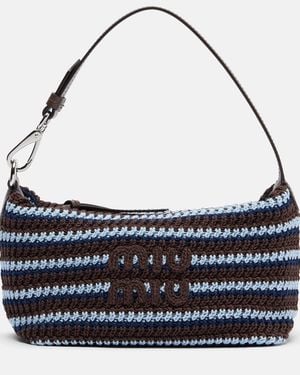 Miu Miu Crochet Striped Shoulder Bag - Blue