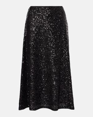 Diane von Furstenberg Araminta Sequined High-Rise Midi Skirt - Black