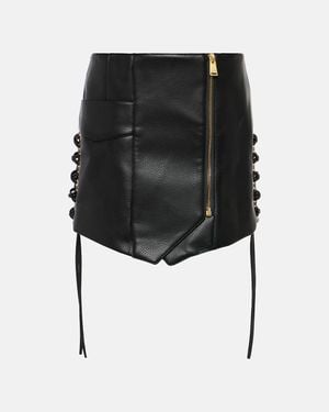 Jonathan Simkhai Rider Lace-up Leather-blend Mini Skirt - Black