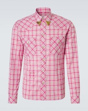 Versace Checked Cotton Poplin Shirt - Pink
