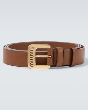 Miu Miu Logo Leather Belt - Brown